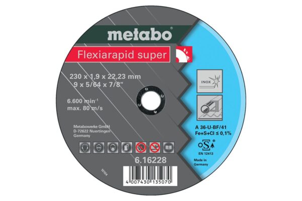 Metabo Δίσκος κοπής »Flexiarapid Super« Inox HydroResist 230×1.9×22.23 mm TF 41