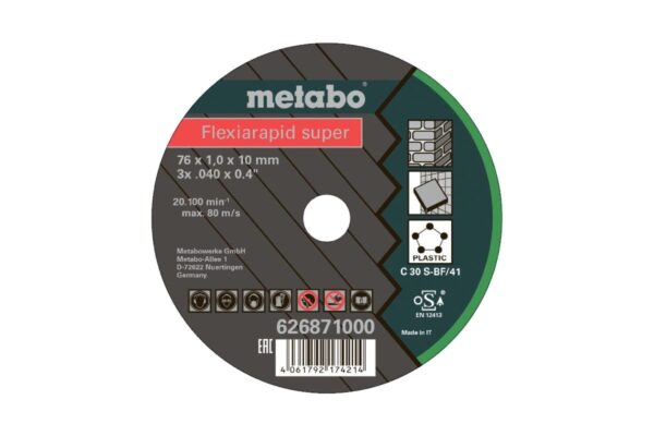 Metabo Δισκάκια κοπής και λείανσης »Flexiamant Super« για πέτρα και πλαστικό 76×1.0x10.0 mm
